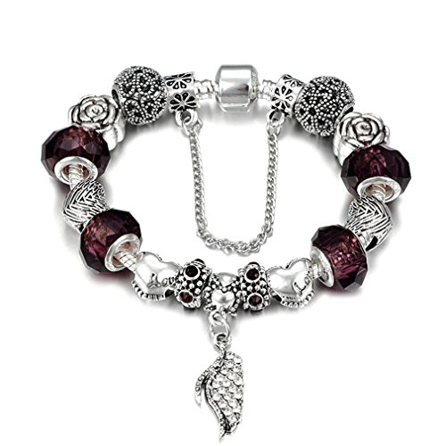 KKUAIEEN Summer Style Feather Dangle Charm Bracelet Girls Snake Chain  Bracelet Female Jewelry Gold-color 19cm