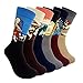 Famous Painting Art Printed Mens Dress Socks - HSELL Crazy Patterned Fun Crew Cotton Socks 6 Pack (C1)
