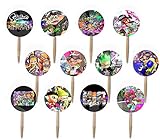 Splatoon Cupcake Picks Double-Sided Images Cake Topper -12, Video Game Truck Party Inklings Squid Sisters Paintball Shooter