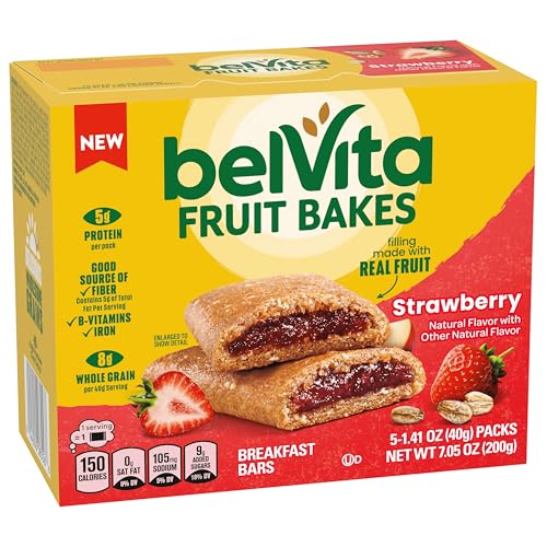 BELVITA FRUIT BAKES, STRAWBERRY, SOFT BAKED BREAKFAST BARS, 5 PACKS (2 FRUIT BARS PER PACK)