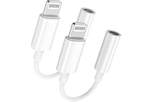 VEETONE Lightning to 3.5 mm Headphone Jack Adapter, 2 Pack [Apple MFi Certified] for iPhone 3.5mm Headphones/Earphones Aux Audio Adapter Dongle for iPhone 14 13 12 11 XS XR X 8 7 iPad, Support Music + Calling