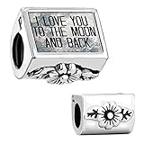 CharmsStory New Jewelry I Love You To The Moon and Back Flower Charms Sale Cheap Beads Fit Pandora Bracelet Gifts