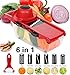 Kintty Mandoline Slicer with 6 Interchangeable Stainless Steel Spiralizer Vegetable Slicer - Slicer Mandoline Cutter - Adjustable Slicer Maker for Low Carb-Free