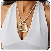 cotwdi Boho Necklaces for Women Chunky Gold Necklace Large Silver Pendant Necklaces for Women Big Counctry Concert Boho Jewelry Irregular Oval Circle Statement Necklace Cowgirl Cowboy Western Jewelry