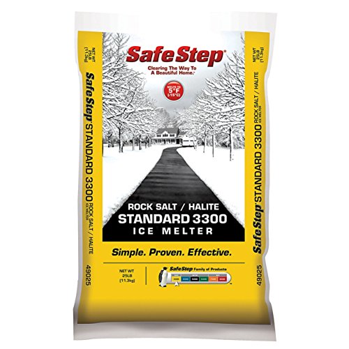 Safe Step Rock Salt Ice Melter Sodium Chloride (Rock Salt) Melts Ice Down To 5 F / 15 C 25 Lbs