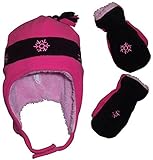 N'Ice Caps Little Girls and Baby Snow Embroidered Fleece Hat and Mitten Set
