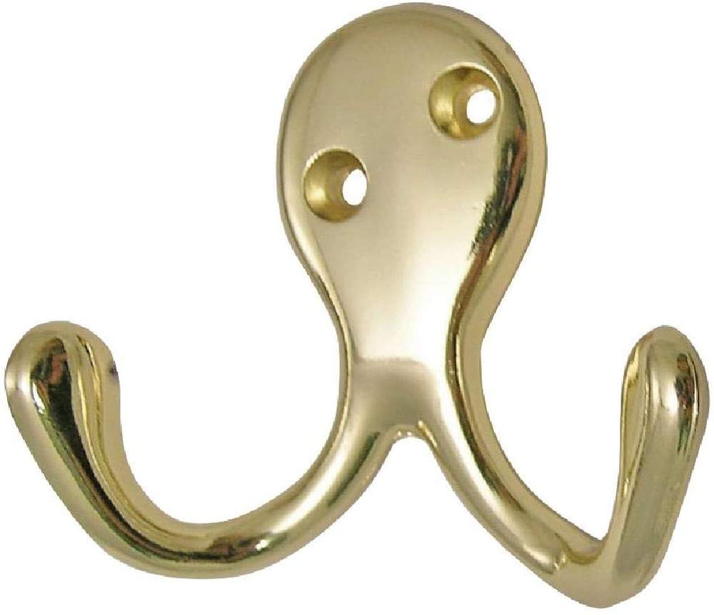 Merriway BH04888 (2 Pcs) Twin Robe Hook Brassed - Pack of 2 Pieces