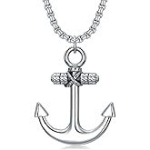 Lattd Anchor Necklace 925 Sterling Silver Navy Necklace Nautical Anchor Pendant Jewelry Gifts for Men, w/Stainless Steel Chain 22+2 Inch