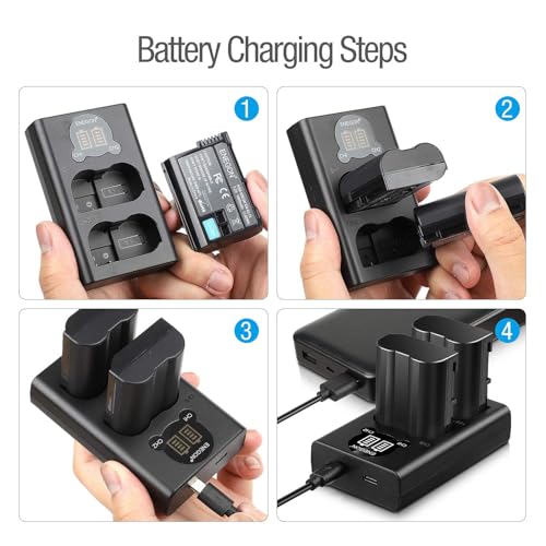 ENEGON EN-EL15C Batería 1900mAh para Nikon ZF, Z5, Z6,Z6 II/III, Z7, Z8; D7500, D7000, D7100, D7200, D500, D600, D610, D750, D780, D800, D810, D800E, D810A, D850 Cámara réflex Digital.