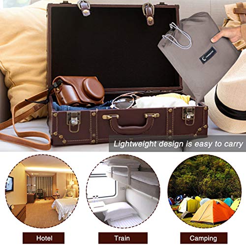 Sleeping Bag Liner Travel Camping Sheet Lightweight Breathable Hotel Compact Sack(Khaki, L) - Thumbnail 5
