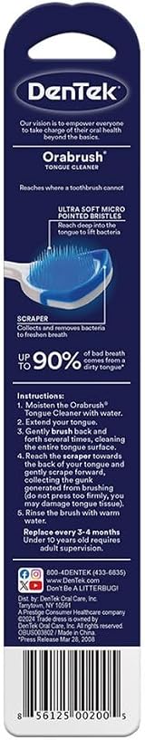 DenTek 2 in 1 Orabrush Tongue Cleaner - Ultra-Soft Bristles, 1 Count view 2