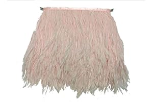 ADAMAI Natural Ostrich Feathers Trims Fringe DIY Dress Sewing Crafts Costumes Decoration Pack of 2 Yards (Pale-Pink)