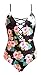 One Pieces Solid Floral Pin Up Sexy Women Front Strappy Cross Swimwear-KJQ999-BKF4