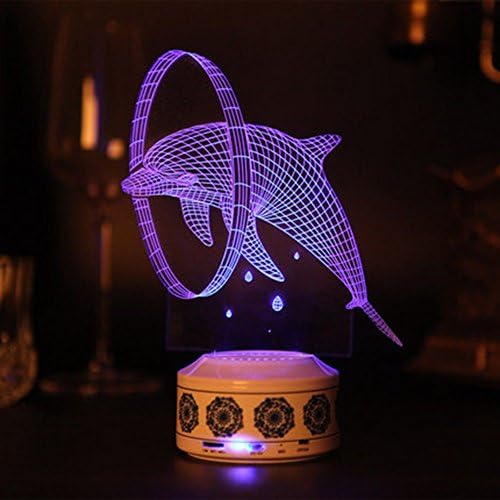 AIIGOU 3D Creative Bluetooth speaker wireless audio portable mini table lamp decorative table lamp gift night light dolphin