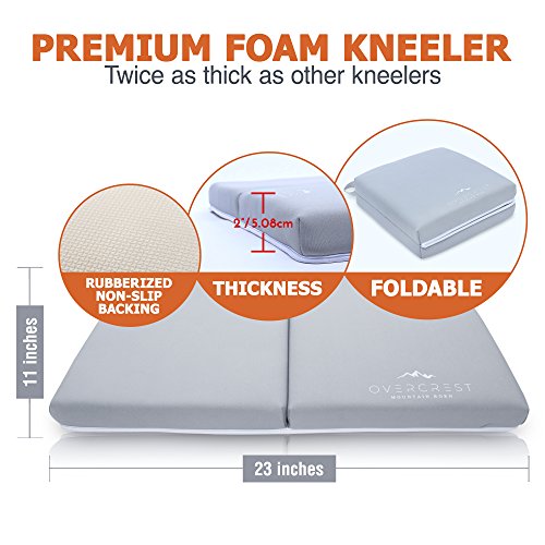 Overcrest Baby Bath Kneeler and Elbow Cushioned Tub Rest Set, Premium Extra Thick 23 x 12 x 2 inch Foam Mat Protection for Parents, Double Stitched Deeper Pockets, Secure Non-Slip, Quick Drying, Grey