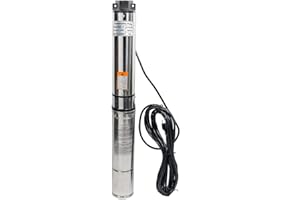 iMeshbean® 4" Deep Well Submersible Pump with Built-in Control Box: 1/2 HP, 110V, 60 Hz, 25 GPM, 150FT Head, 33FT/10M Long Electric Cord Stainless Steel M#04