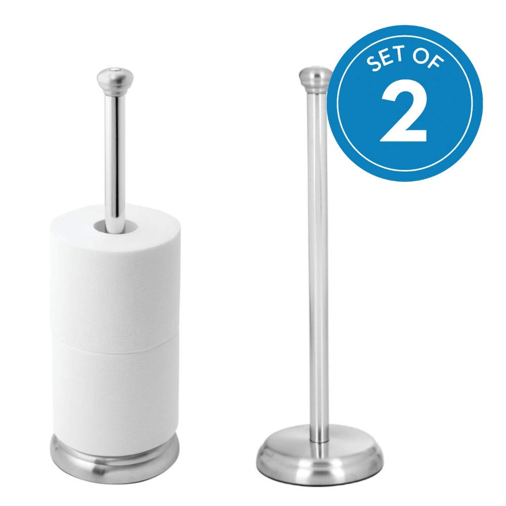 iDesign York Metal Free Standing Toilet Paper Tissue Holder, Roll