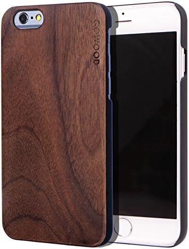 iPhone 6 / 6S Wood Case | Real Natural Walnut Backside and Durable Hard Polycarbonate Shockproof Bumper and Shock Absorbing Rubber Coating