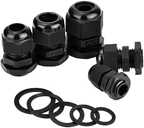 Cable Gland Suyep Nylon Plastic Waterproof Adjustable 3.5-50mm Cable Connectors Cable Gland Joints With Gaskets - PG7, PG9, PG11, PG13.5, PG16, PG19, PG21, 25, 29, 36, 42, 48, 63 Assortmen (PG Kit-30)