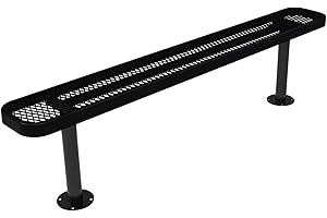 COATEDOUTDOORFURNITURE Coated Outdoor Furniture Heavy-Duty Outdoor Bench Thermoplastic Coated, Expanded Metal, Commercial-Grade Seating, Made in America (Surface Without Back, 6 Ft, Black)