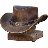 HADZAM Leather Cowboy hat Shapeable into Outback hat, Australian Hats for Men & Women