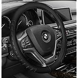 FH Group FH2006BLACK Steering Wheel Cover (Microfiber Embossed Leather Black)