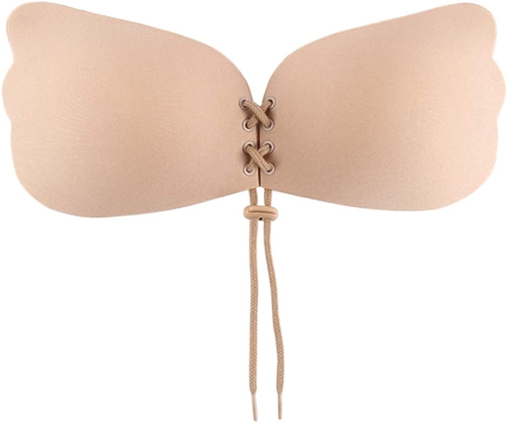 Heyingmei Women Self Adhesive Invisible Strapless Bra Reusable Silicone Push Up Gathering Breast