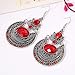 megko Vintage White Oval Turquoise Stone Dangle Drop Hook Alloy Earrings Women Gift (Red)