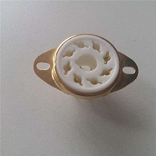 Manlouz Connectors, 4Pcs Ceramic Tube Socket Bass Tube Socket Gzc8-Y-7-G 8 Pin Silver Foot for Kt88/