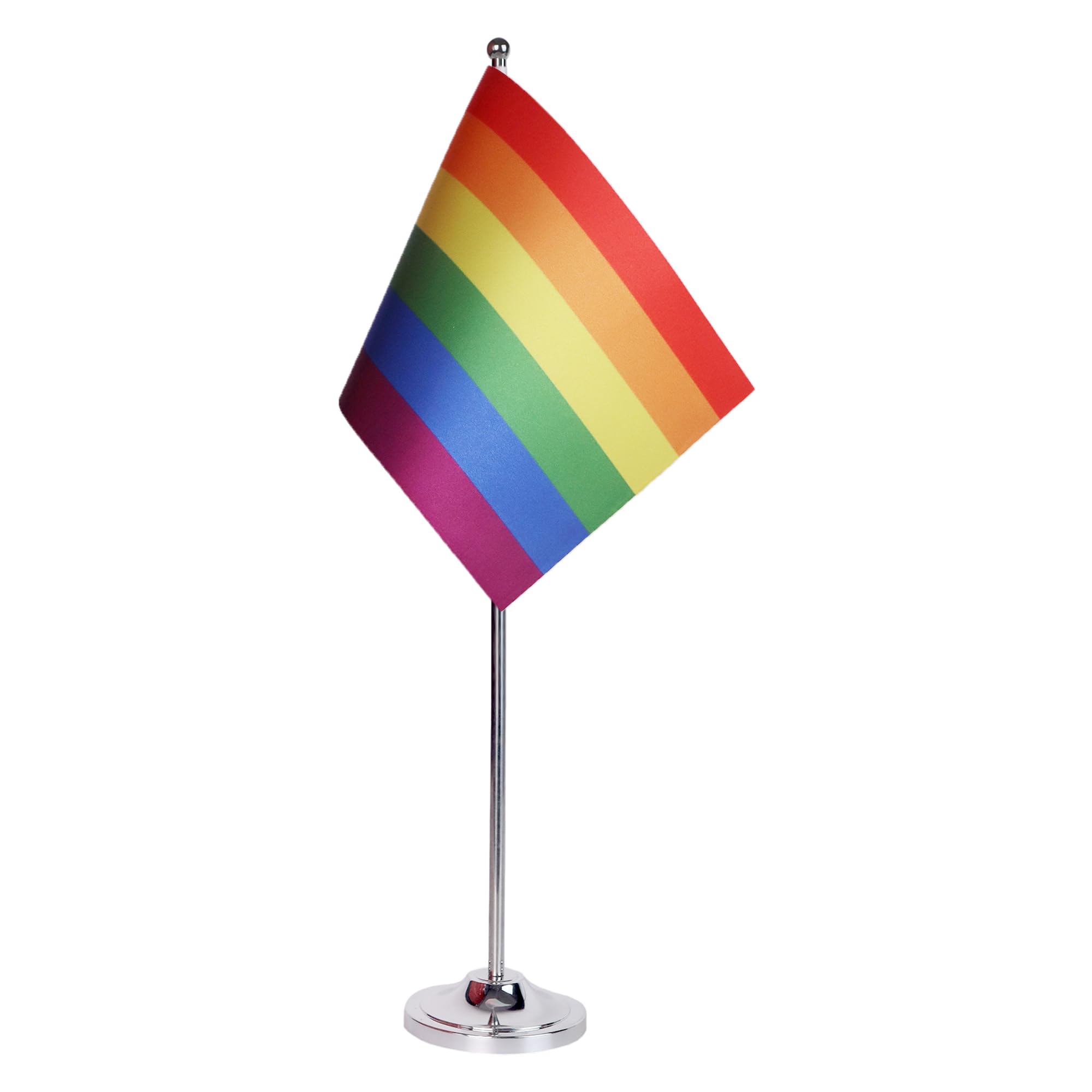 AZ FLAG Rainbow Prestige Table Flag 6'' x 9'' - Gay pride Office Decoration 100% Satin 22 x 15 cm - Desk Flag with Steel Pole and Base