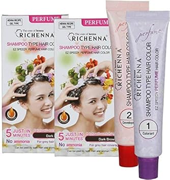 BMS Lifestyle Richenna Ez Speedy Perfume Hair Colour (Brown) - Pack of 2