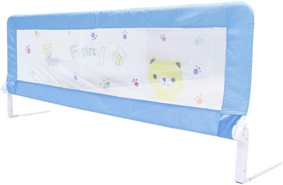 59 inch Bed Rails for Toddlers, QinTian Blue Swing Down Toddler Bed Rail Guard Fold Down Safety Side Rails for Twin Bed, Double, Full Size Queen & King Mattress