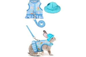 NOPIKKU Breathable Small Animal Harness Leash & Hat Set - Adjustable Velcro, 3 Colors - Escape-Proof Vest for Bunny, Chinchilla, Guinea Pig, Hamster for All Seasons