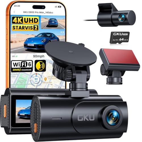GKU 4K Dual Dash Cam Front Rear