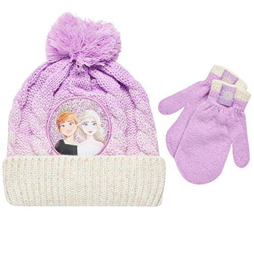 Disney Girls’ Winter Set: Ear Flap Beanie Hat, Gloves or Mittens: Elsa, Anna, Princess (Age: 2-7)
