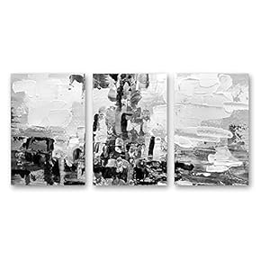 3 Panel Canvas Wall Art Black and White Abstract Pictures Home Wall Decorations for Bedroom Living Room Paintings Canvas Prints Framed - 16"x24" x 3 Panels
