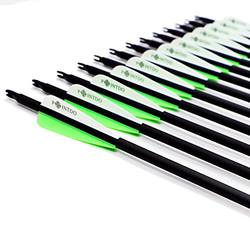 Pointdo 12pcs 30Inch Archery Carbon Arrow Hunting And Practice Targeting Arrow with Replaceable Tips and 3" Light Vanes For Recurve Bow& Compound Bow
