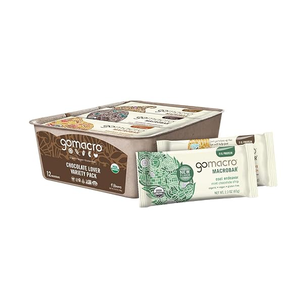 GOMACRO MACROBAR ORGANIC VEGAN PROTEIN BARS – CHOCOLATE...