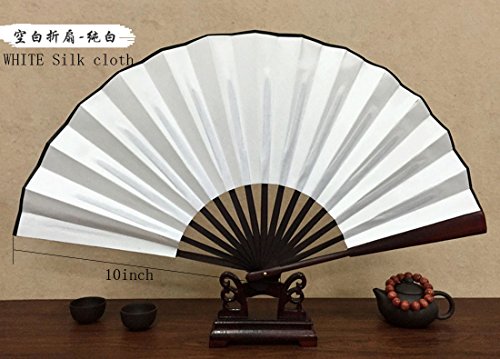 Folding Fan HONSHEN Bamboo Blank Hand Fan Chinese/Japanese with Traditional Chinese Arts (white)13inch