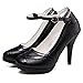 getmorebeauty Women's Vintage Retro Black and White Ankle Strappy Buckle Dress High Heels