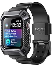 SUPCASE [Unicorn Beetle Pro] Designed for Apple Watch Series 7/6/SE/5/4 [45/44mm], Rugged Protective Case with Strap Bands (Black)