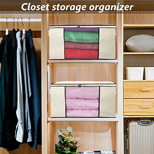 KEEGH Clothes Storage Bags Organizer Set of 3 Foldable Large Oxford Breathable Comforter Blanket Storage Containers with Zippers Perfect for Closet Seasonal Clothing Sheet Pillows