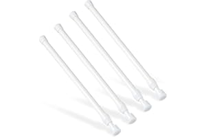 4 Pcs Tension Rod, Goowin Short Tension Rod, No Drilling Small Tension Rods for Closet, Rustproof Spring Rod, Mini Tension Rods for Cabinets, Cupboard, Wardrobe Bars, Bookcase (White, 10-15.7 inch)