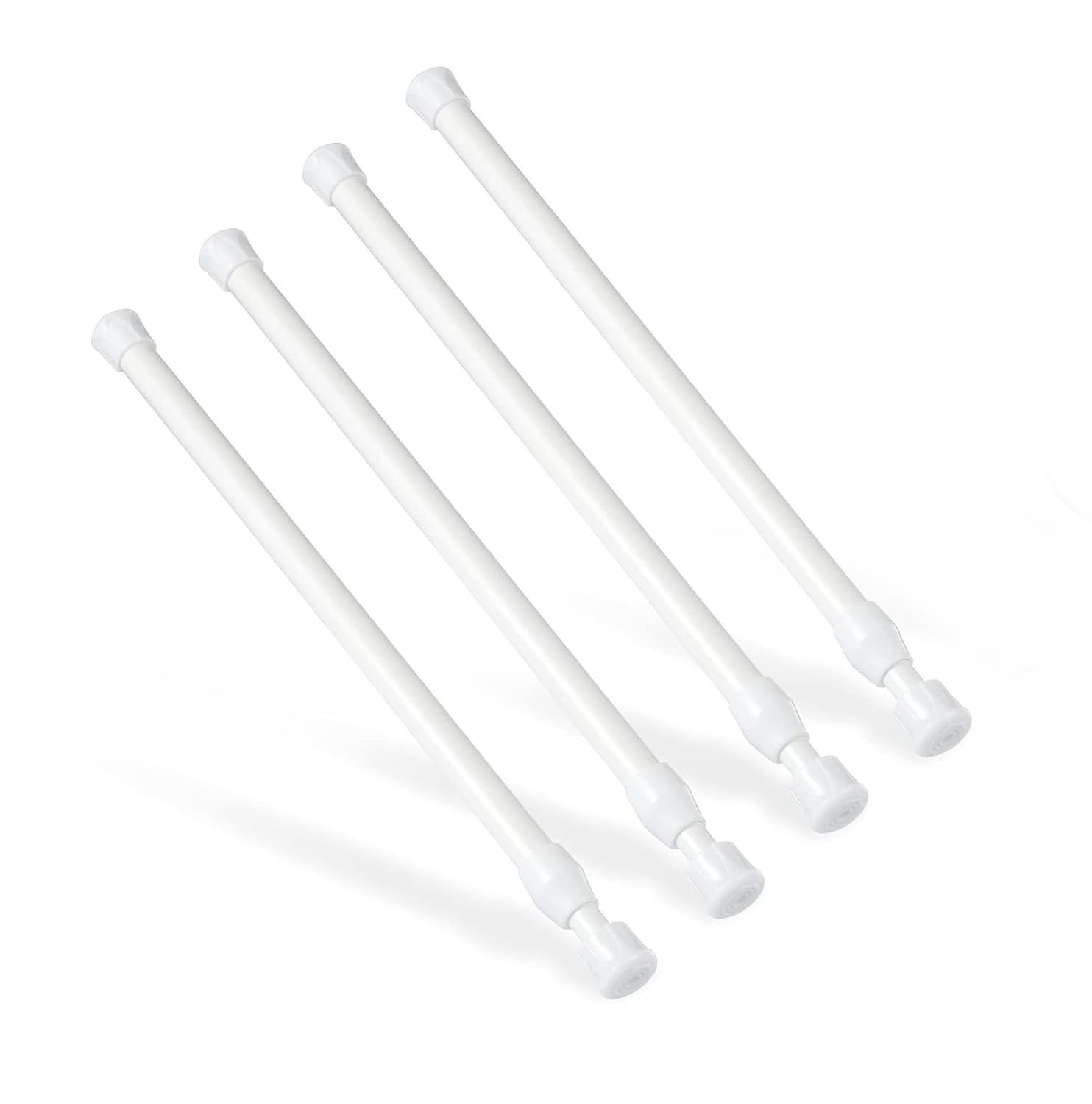 Goowin 4 Pcs Tension Rod, 25-40cm Tension Rods for Windows, No Drilling Rustproof Spring Adjustable Tension Curtain Rod for Doors, Windows, Wardrobe Bars, Drying Support Rods (White)