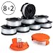 X Home Durable AF-100 Pre-Wound Spools and Caps Combo Set, Compatible with Most Black and Decker String Trimmers, Easy to Install, (8 x Spool + 2 x Cap)