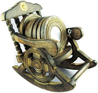 Craftatoz Miniature Rocking Chair Wood Table Coaster Set of 6