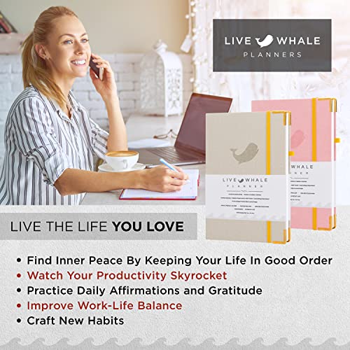 Live Whale Non Dated Weekly Planner, 12 Month Personal Planner/Monthly