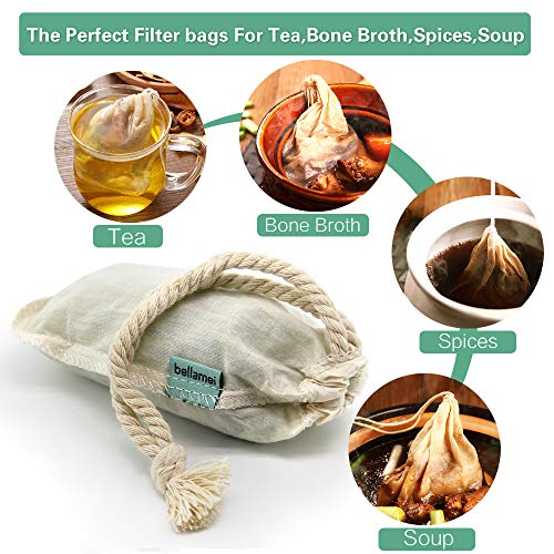 Bellamei Nut Milk Bag Reusable Organic Cotton Nut Bags for Almond Milk,Juice,Cold Brew Coffee,Tea,Yogurt,Cheese,Bone Broth,Sprouting