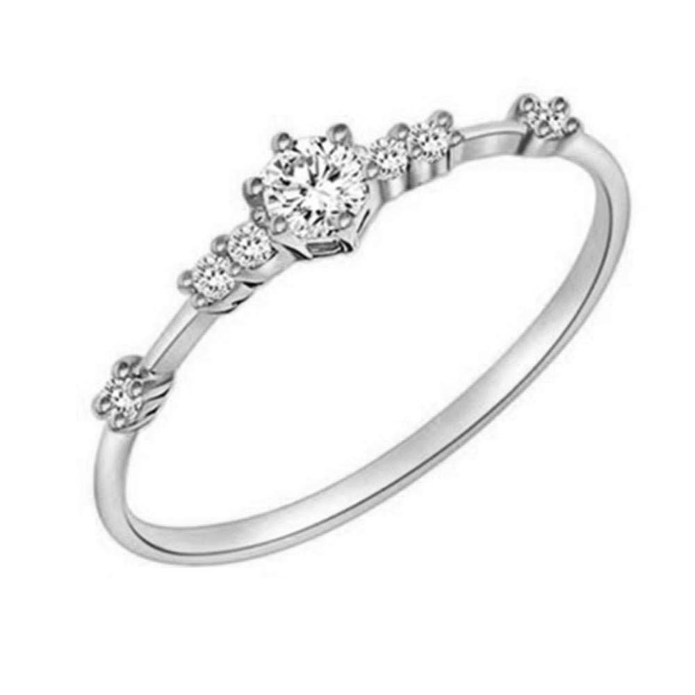 Koolee Rings for Women Fashion Elegant Eternity Thin Diamond Engagement Ring Party Wedding Rings for Girls Jewelry Gift