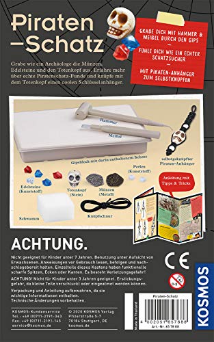 KOSMOS 657888 Piraten-Schatz Experimentierset, Ausgrabungs-Set für Kinder ab 7 Jahren, Schatzsucher, Fundstücke, Gipsblock, Geologie, Mitbringsel, Geschenk – Bild 3